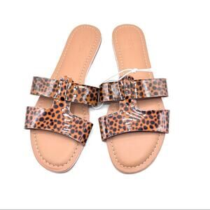 J.Crew Womens Animal Print Sandal Slide Sz 8